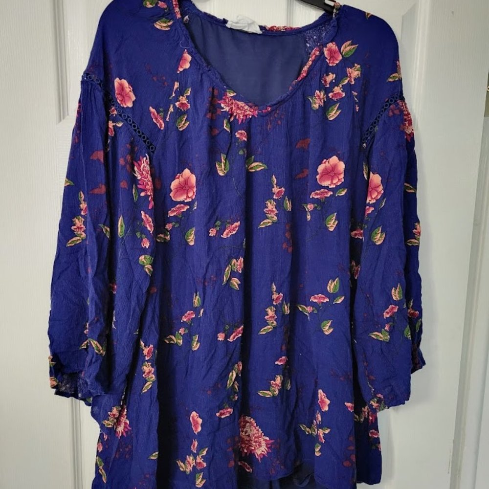Love Riche navy floral boho tunic‎ Size L